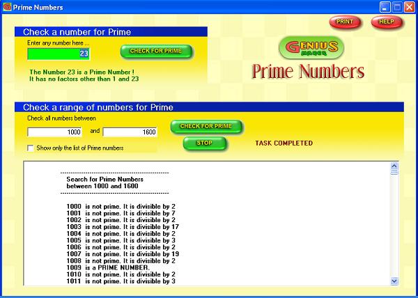 Prime Numbers software