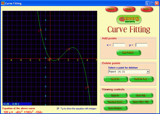 Curve fitting software interface