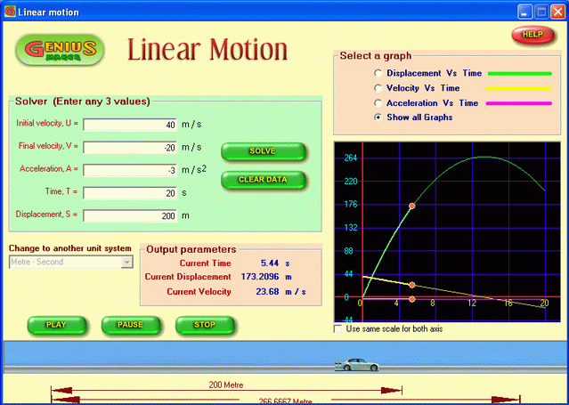 Linear motion software interface