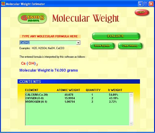 Molecular Weight Estimator software
